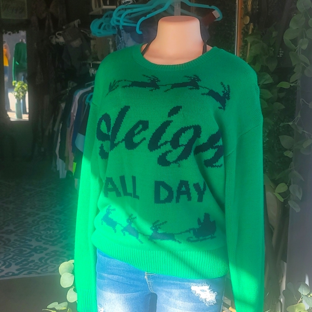 Green and black Christmas sweater By UGLY fairISLE